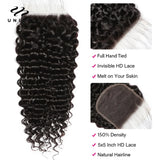 Unice Hair Deep Wave Bundles With 5x5 HD Lace Closure 100% Human Hair Bundles With Closure