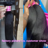 UNice Hair Yaki Straight Human Hair Bundles 100g Per Bundle 100% Human Hair Sew In Weaves 8-26 Inch Natutral Color 1/3/4 Bundles