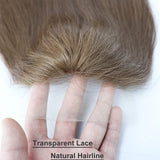 5x5'' Closure Topper Silk Skin Base Real Virgin Human Hair Straight #8 Ash Brown Natural Hairline with Clips in for Women