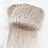 5"X5" Platinum Blonde Silk Top Human Hair Closure Virgin European Human Hair Silk Base Topper with Clips in for Women White #60