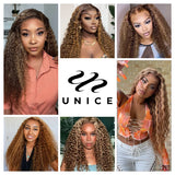 UNice Hair Highlight Blonde Curly Hair 2/3/4 Bundles With Closure 100% Human Hair Lace Closure With Bundles Sew In Quick Weaves