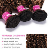 UNice Hair Highlight Blonde Curly Hair 2/3/4 Bundles With Closure 100% Human Hair Lace Closure With Bundles Sew In Quick Weaves