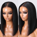 UNice Hair Drawstring Cap Yaki Straight Bob Wig Pre Cut Pre Bleached 7x5 Lace Closure Glueless Wigs Human Hair Ready To Wear Go