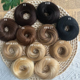 LALAS HAIR Chignon Donut Élastique – Cheveux Humain Blond Brun