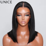 UNICE Hair Reddish Brown Yaki Bob Wig 7x5 Lace Pre Cut Pre Bleached Glueless Wig Human Hair Ready To Wear 150% Density