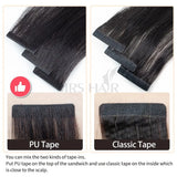 LALAS HAIR Invisible Tape Yaki Lisse – 20pcs Remy Cheveux Humains