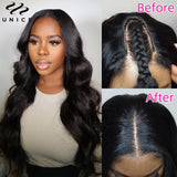UNice Hair Upgraded Body Wave U Part Wig / V Part Wig With Elastic Drawstring 100% Human Hair Upart Wig Minimal Leave Out