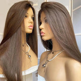 Perruque Lisse Brun Naturel – Sans Colle – Base Soie HD 5x5 – Cheveux Européens