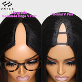UNice Hair Chestnut Brown Yaki Straight V Part Wig 100% Human Hair Upgrade U Part Wig No Sew In Clip In Half Wig Real Scalp Wig