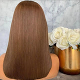 Perruque Lisse Brun Doux – Sans Colle – Base Soie HD 5x5 – Cheveux Européens