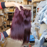 Wholesale Virgin Brazilian Human Hair Bundles with Lace Closure 1B 99J Ombre Dark Red Hair Weft Weave Weaving for Black Women