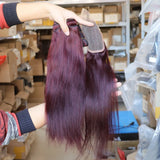 Wholesale Virgin Brazilian Human Hair Bundles with Lace Closure 1B 99J Ombre Dark Red Hair Weft Weave Weaving for Black Women