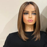 Perruque Longue Ondulée, Blonde Mèchée, Base en Soie 5x5, Cheveux Humains Européens