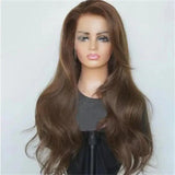 Perruque Brune Ondulée 16", densité 150%, Base en Soie 5x5, Cheveux Humains Européens