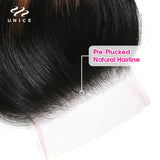 UNICE Brazilian Straight Bundles with Closure Honey Blonde Highlight Closure and Blundles 4PCS Human Hair Bundles with Closure