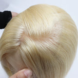 Real Remy Human Hair Closure Topper Silk Base Open Weft Light Blonde #613 Silk Top Soft Breathable for Women with Clips in