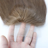 5x5'' Closure Topper Silk Skin Base Real Virgin Human Hair Straight #8 Ash Brown Natural Hairline with Clips in for Women
