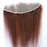 Light Brown #4 Color Virgin Remy Human Hair Bundles Weft and Lace Frontal Closure Kinky Straight Coarse Yaki Transparent Lace