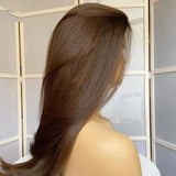 Perruque Lisse Brun Naturel – Sans Colle – Base Soie HD 5x5 – Cheveux Européens