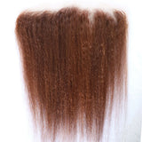 Light Brown #4 Color Virgin Remy Human Hair Bundles Weft and Lace Frontal Closure Kinky Straight Coarse Yaki Transparent Lace