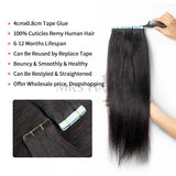 LALAS HAIR Invisible Tape Yaki Lisse – 20pcs Remy Cheveux Humains