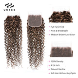 UNice Hair Highlight Blonde Curly Hair 2/3/4 Bundles With Closure 100% Human Hair Lace Closure With Bundles Sew In Quick Weaves
