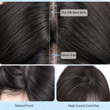 Topper Femme en Cheveux Humains Base Soie – Frange Aérée, Cheveux Européens Remy