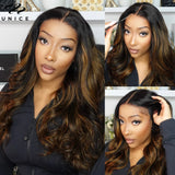 UNICE Hair Balayage Highlight Body Wave Wig 7x5 Pre Cut Pre Bleached Glueless Wig Human Hair Ready To Wear Go 150% Density