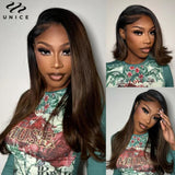 UNICE Hair Balayage Straight Human Hair Bundles 1/3/4 PCS Deal #FB30 Pre Colored Sew In Bundles Human Hair Extensions