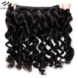 UNice Hair Loose Wave Bundles With 13x4 Lace Frontal 100% Human Hair Bundles 3/4PCS With Free Part Frontal Make 250% Density Wig