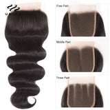 UNICE HAIR 4x4 Lace Closure With Malaysian Body Wave 3/4 Bundles with Lace Closures With Remy Hair Human Hair Bundles