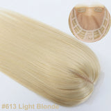 Real Remy Human Hair Closure Topper Silk Base Open Weft Light Blonde #613 Silk Top Soft Breathable for Women with Clips in