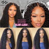 Unice 7x5 Wear Go Glueless Wig Human Hair Curly Wigs Pre Cut Pre Bleached Pre Plucked Lace Front Human Hair Wigs for Beginners