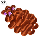 UNICE Hair #350 Ginger Color Body Wave Bundles 1/3/4 PCS Deal 100% Human Hair Bundles 10A Grade Virgin Human Hair Extensions
