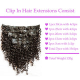 LALAS HAIR Clip-in Jerry Curly – Cheveux Vierge 120g Plein Volume
