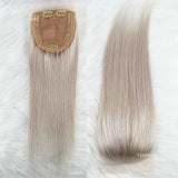 5"X5" Platinum Blonde Silk Top Human Hair Closure Virgin European Human Hair Silk Base Topper with Clips in for Women White #60