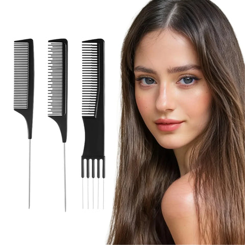 LALAS HAIR Kit Peignes Coiffants – Pic Métal, Lift, Queue Fine