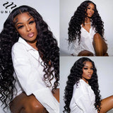 UNICE Loose Deep Wave Hair 2/3/4 Bundles With Frontal 100% Human Hair Bundles With 13x4 Lace Frontal Can Make 250% Density Wig