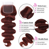 UNICE Hair Reddish Brown Body Wave Human Hair Bundles with Closure 100% Human Hair 4x4 Lace Closure With 2/3/4 PCS Bundles Deal