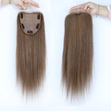 5x5'' Closure Topper Silk Skin Base Real Virgin Human Hair Straight #8 Ash Brown Natural Hairline with Clips in for Women