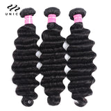 UNICE Loose Deep Wave Hair 2/3/4 Bundles With Frontal 100% Human Hair Bundles With 13x4 Lace Frontal Can Make 250% Density Wig