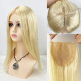 5"X5" Platinum Blonde Silk Top Human Hair Closure Virgin European Human Hair Silk Base Topper with Clips in for Women White #60