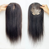Topper Femme en Cheveux Humains Base Soie – Frange Aérée, Cheveux Européens Remy