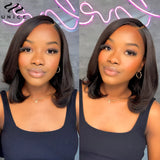 UNICE Hair Reddish Brown Yaki Bob Wig 7x5 Lace Pre Cut Pre Bleached Glueless Wig Human Hair Ready To Wear 150% Density