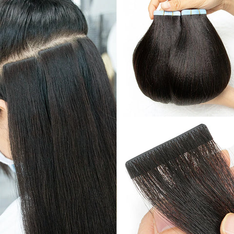 LALAS HAIR Invisible Tape Yaki Lisse – 20pcs Remy Cheveux Humains