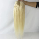 5"X5" Platinum Blonde Silk Top Human Hair Closure Virgin European Human Hair Silk Base Topper with Clips in for Women White #60