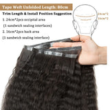 LALAS HAIR Tape Weft Yaki Lisse – 80cm, 40–50g Cheveux Humains