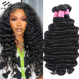 Unice Hair Loose Deep Wave Bundles 3/4 PCS Deal Natural Color 100% Human Hair Bundles Sew In Bundles Quick Weaves