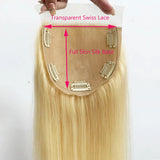 Topper Femme en Cheveux Humains #60 Blond Platine – Base Soie 5x5, Clips Intégrés, Cheveux Européens Vierges