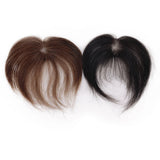 Mini Topper Brun avec Frange – 6 Pouces, Base Soie 5x5 cm, Cheveux Humains – Pour Femmes
